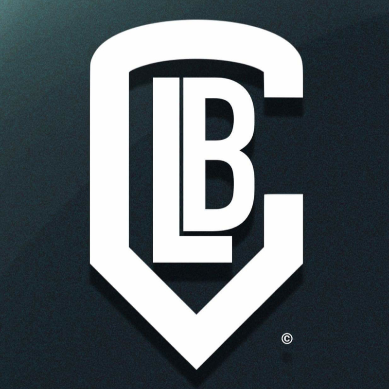 graphic image with a dark background and the letters CLB
